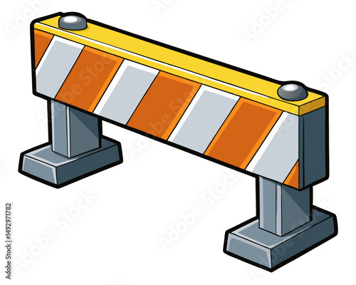 Construction Road Barrier with Orange and White Stripes for Safety and Traffic Control