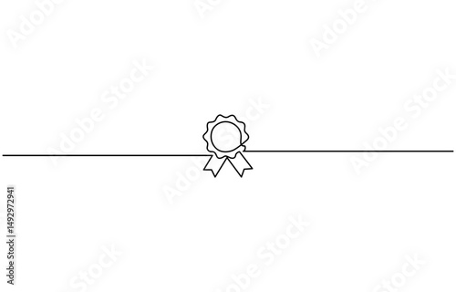 Award ribbon badge continuous one line drawing illustration, continuous one line drawing illustration, Award Badge continuous one line.