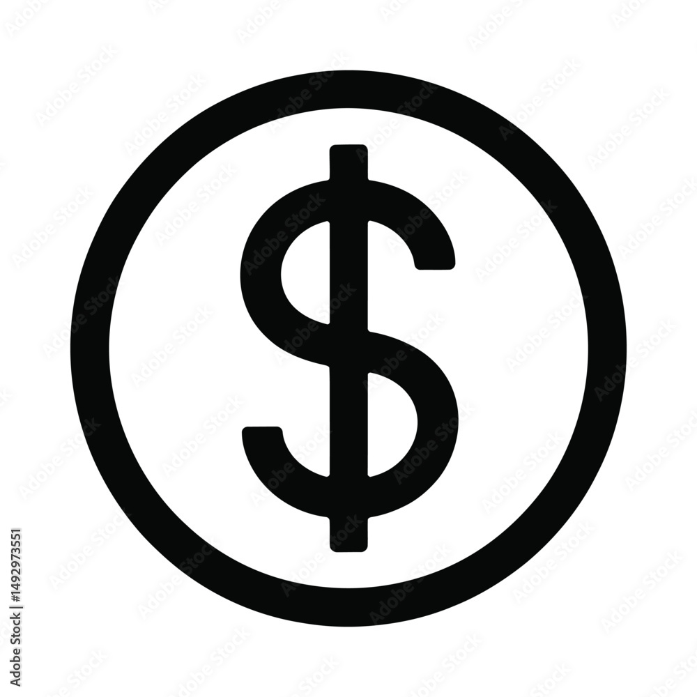 Dollar Sign Inside a Circle for Currency and Finance Dollar Sign Inside a Circle for Currency and Finance