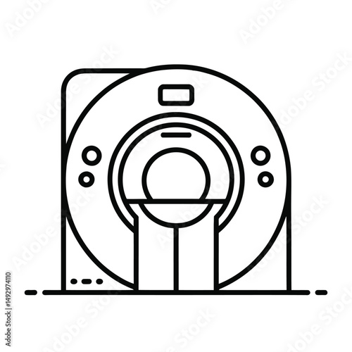 Black and White MRI Scanner Icon for Medical Imaging