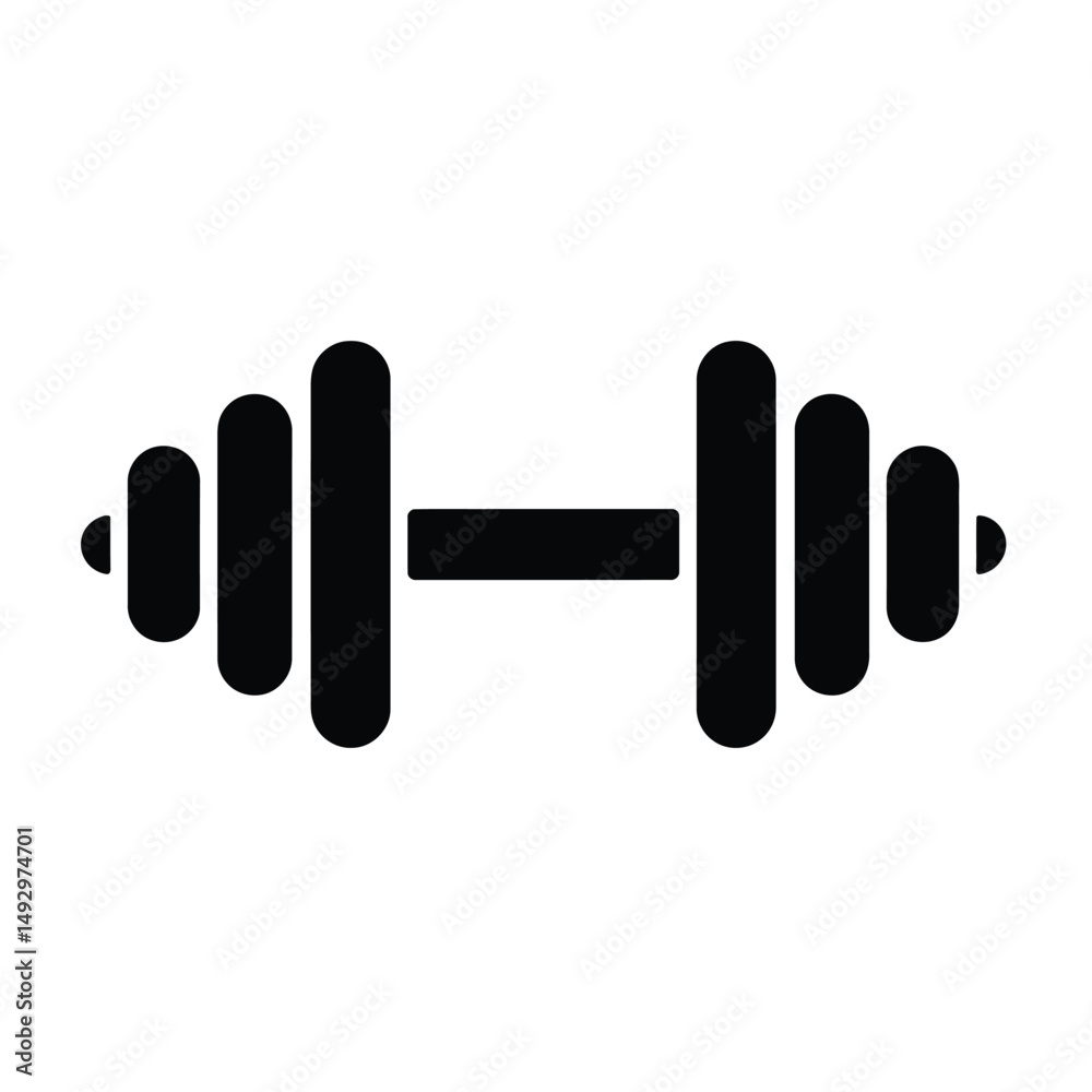 Simple Black Dumbbell Icon for Fitness and Weightlifting Simple Black Dumbbell Icon for Fitness and Weightlifting
