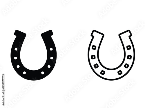  Pair of Simple Horseshoe Icons for Luck and Good Fortune