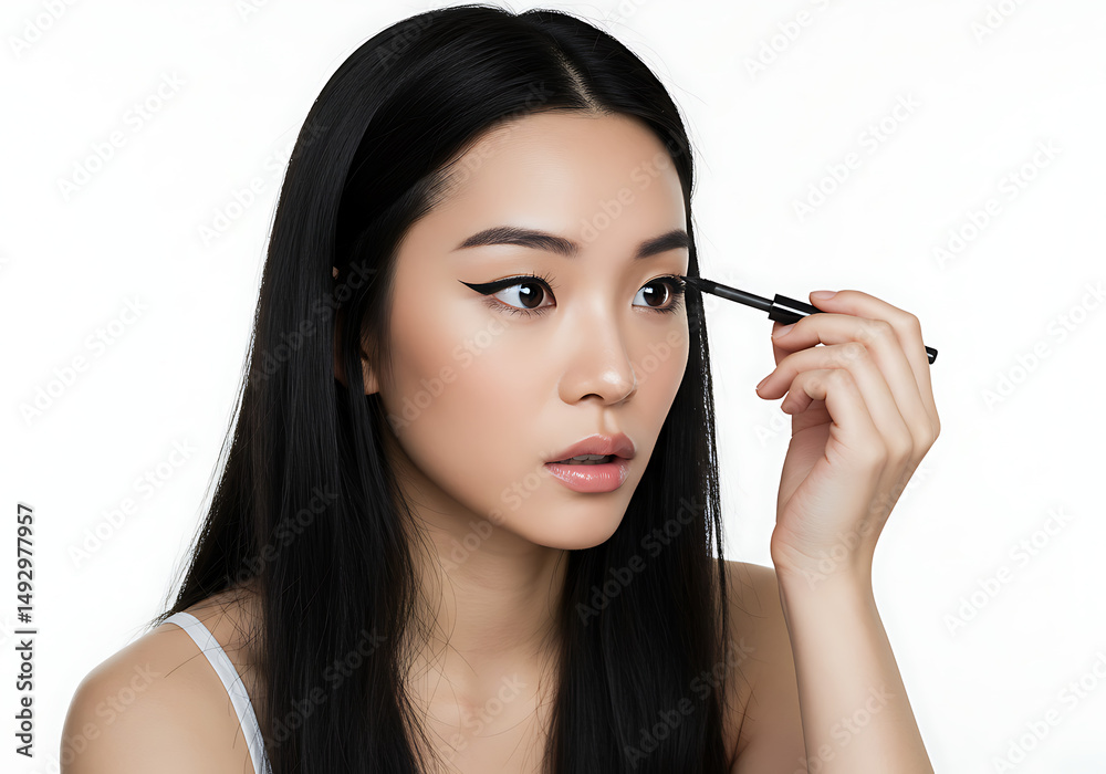 Obraz premium Applying Mascara A Step-by-Step Guide to Achieve Perfect Lashes and Enhance Eye Makeup