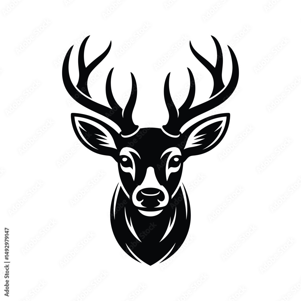 Simple black deer head silhouette vector art
Simple black deer head silhouette vector art