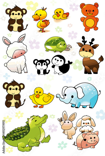Cute Animal Collection: A vibrant assortment of adorable animal illustrations, each crafted with playful details and bright colors.