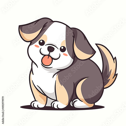 Playful Puppy Illustration: An adorable illustration of a fluffy puppy, showcasing charm and happiness in a delightful, inviting design.