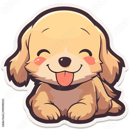 Adorable Golden Retriever Puppy: A cheerful golden retriever puppy with playful eyes and a big smile. Perfect for pet lovers, animal illustrations, and joyful imagery.