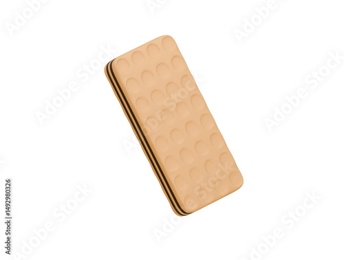 chocolate waffle icon 3d illustration render