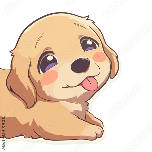 Playful Puppy: A sweet, endearing golden puppy with big eyes and a playful expression looks adorable.