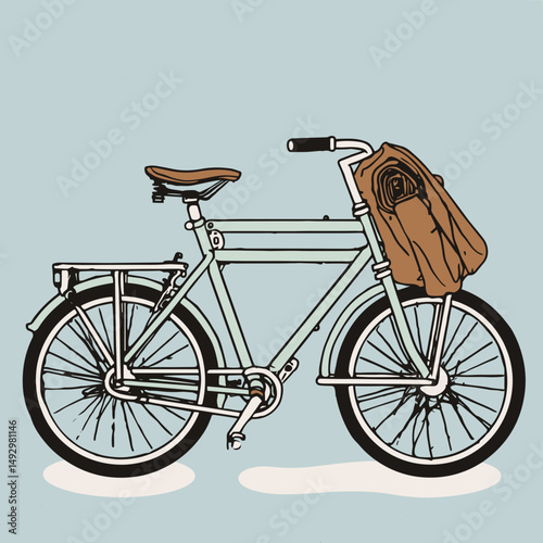Vintage Bicycle Adventure: An inviting vintage bicycle, adorned with a stylish bag, stands ready for a leisurely exploration against a serene backdrop, inspiring a sense of freedom and adventure.
