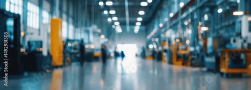Wallpaper Mural Blurred view of a modern industrial warehouse with bright lights and spacious interior. Torontodigital.ca