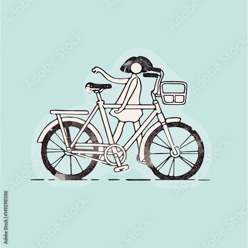 A Woman and Bicycle: A charming illustration of a woman leisurely riding a bicycle. The image evokes a sense of freedom, simplicity, and the joy of outdoor recreation.