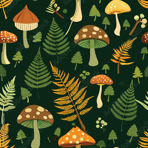 seamless pattern with mushrooms