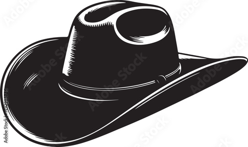 Country Western Cowboy Leather Hat, Texas Sheriff Hat silhouette