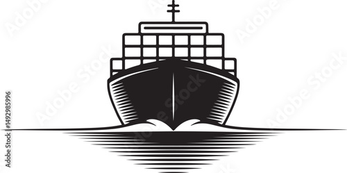 Cruise ship front black icon. Clipart image isolated on white background