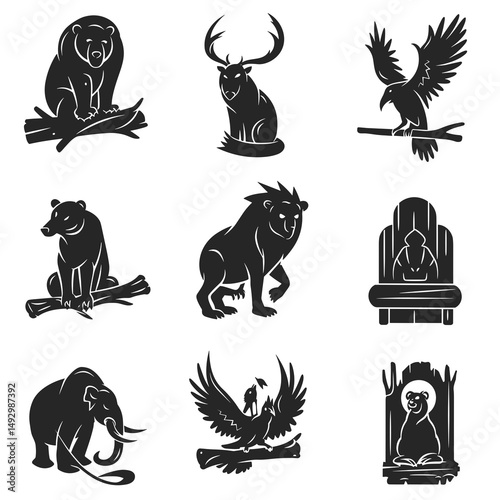 Animal Silhouettes: A collection of carefully crafted, minimalist animal silhouettes, showcasing the elegant forms of diverse creatures. These images exude a timeless quality.