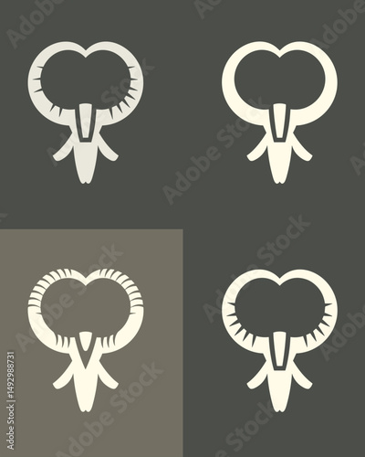 Ancient Graphic Antler Symbols: A series of ancient style graphical antler-like symbols on different colors. A visually captivating composition, ideal for adding an air of history, mystery.