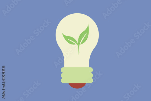Environmentally friendly lamp. Ecology Vector Symbol Illustration.