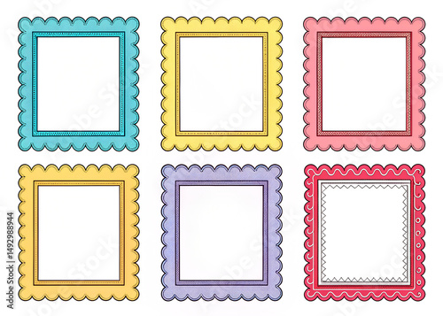 Cute Pastel Scalloped Frames Set for Crafts
