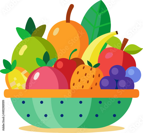 A colorful  fruit basket featuring various fruits   