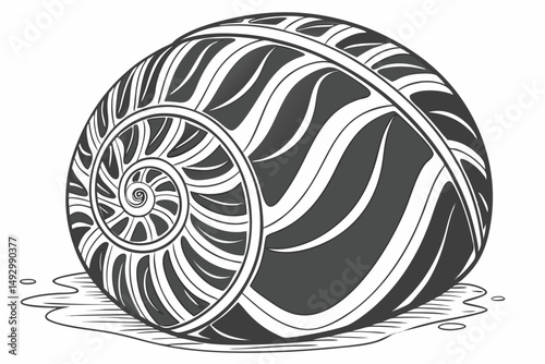 69 black and white marble rock, spherical, highly detailed, photorealistic, high resolution