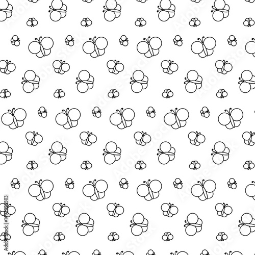 Seamless butterfly pattern. A repetitive cute background with hand-drawn butterflies. Vector graphic line illustration. Black and white Design for package, cosmetic, textile, cards.
