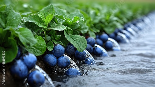 Blueberries Irrigation System Farm.