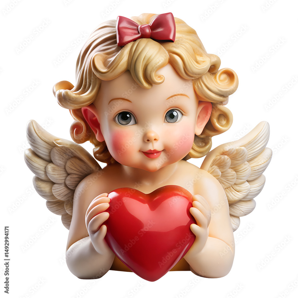 Fototapeta premium Adorable Cherub with Heart Illustration