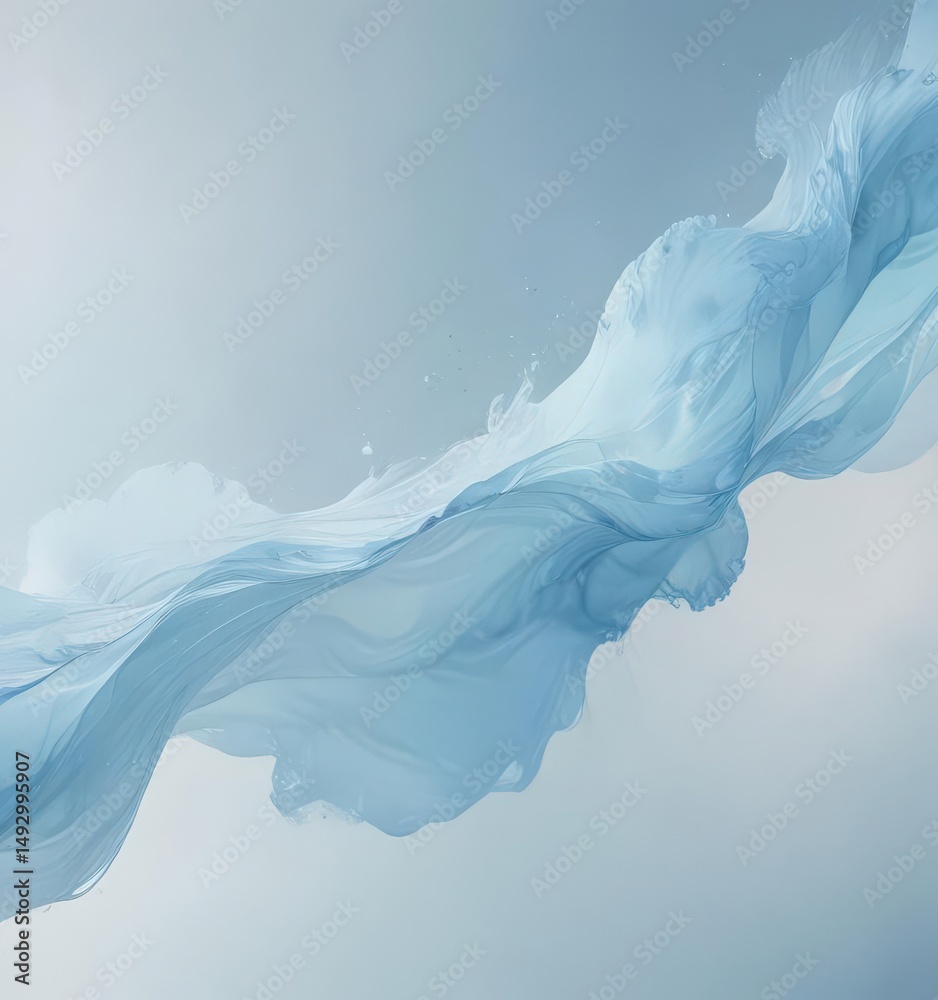 Fototapeta premium Ethereal light blue abstract, calming watercolor effect, background, delicate, air