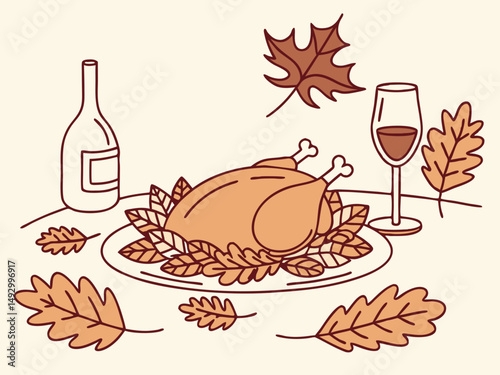 Thanksgiving Turkey – Flat Vector Holiday Illustration