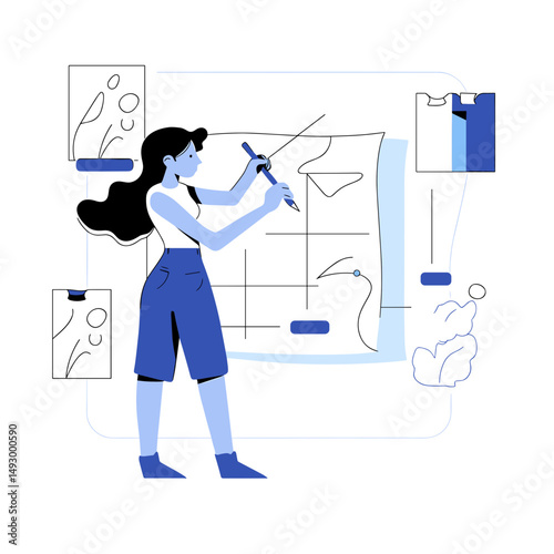 Innovation in Design: A skilled designer diligently sketching a blueprint with focus and precision. Capturing the moment of creative process and innovation. 