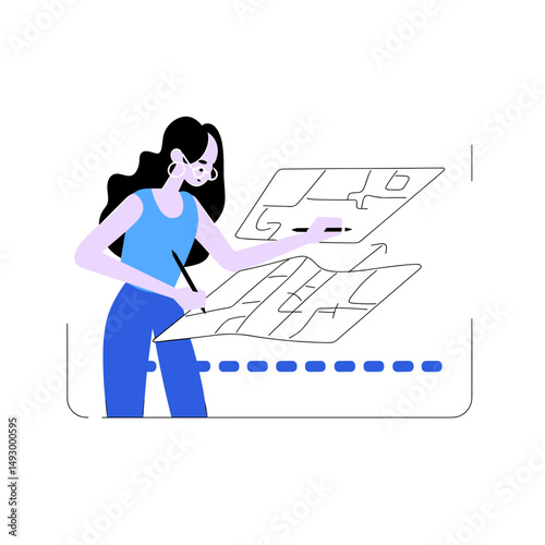 Architect Designing Blueprint 