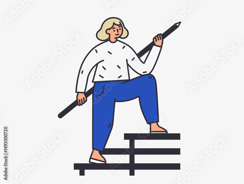 Ascending to Success: A determined individual confidently ascends a symbolic staircase, a powerful visual metaphor for growth, ambition, and the pursuit of personal evolution.