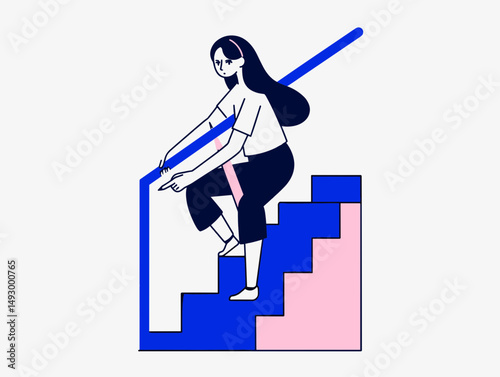 Stairway to Success: An illustration of a determined individual climbing a set of stairs, symbolizing progress, growth, and upward mobility.