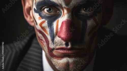 Clown face with intense exp...