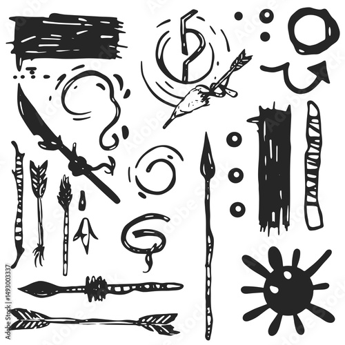 Ink Sketch Symbols: A collection of ink sketch symbols, meticulously drawn with artistic strokes, showcasing the raw charm and expressiveness of hand-drawn art.