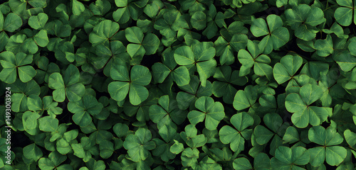 Vibrant Green Clover Leaf Pattern Background photo
