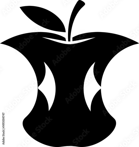 Apple Core Silhouette Vector Illustration 