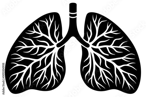 Human lungs and brain with a medical symbol and an insect butterfly wing illustration