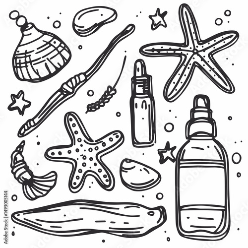 Ocean Elements Doodle Set 