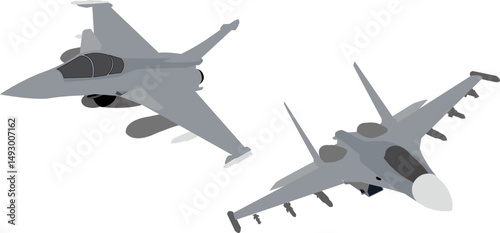 Vector illustration of fighter plane, fighter jet, bomber, supersonic aircraft, military aircraft