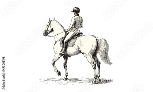 Vintage Equestrian Art, Hand-drawn Horse and Rider, Monochrome Etching Style, Black Sketch, Old Engraving Style, Farm Decor, Country Wall Art, Rustic Illustration, Rural Theme