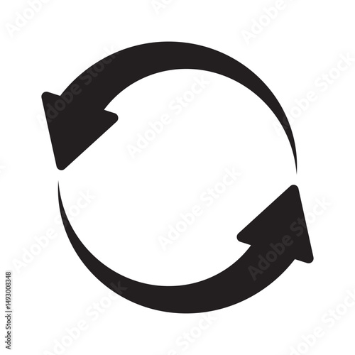 Two arrow spin icon, recycle round, circle refresh or restart. Dual Arrow. Double side arrow icon set. alternating icon, refreshing arrow. Vector illustration on white background. 