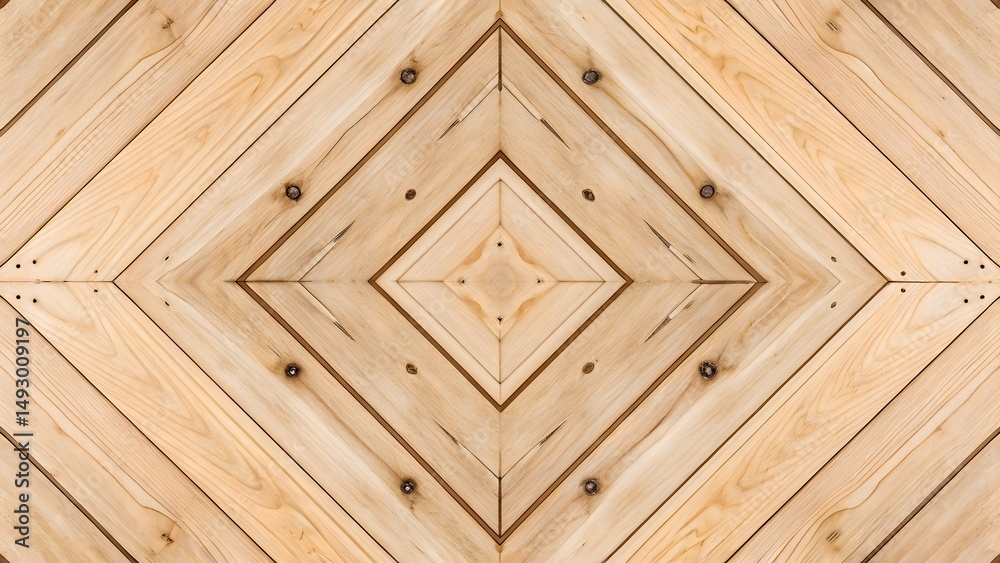Fototapeta premium Symmetrical light wood planks chevron pattern