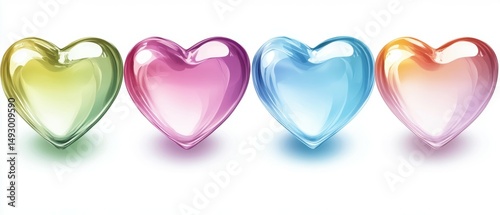 Glass shaped heart png cut out element set