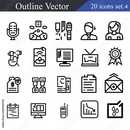 20 Outline Icons Set.4 | Minimal Line Style Vector Illustration