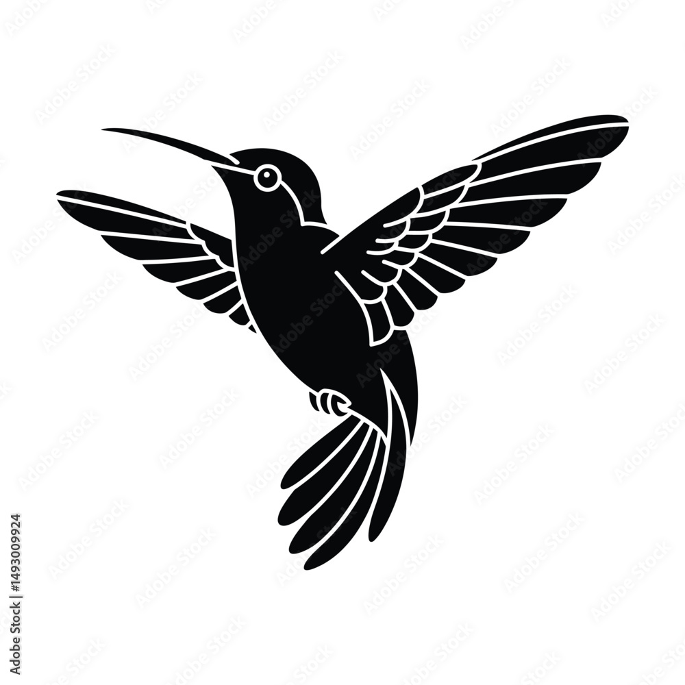 Obraz premium Simple black hummingbird silhouette vector art