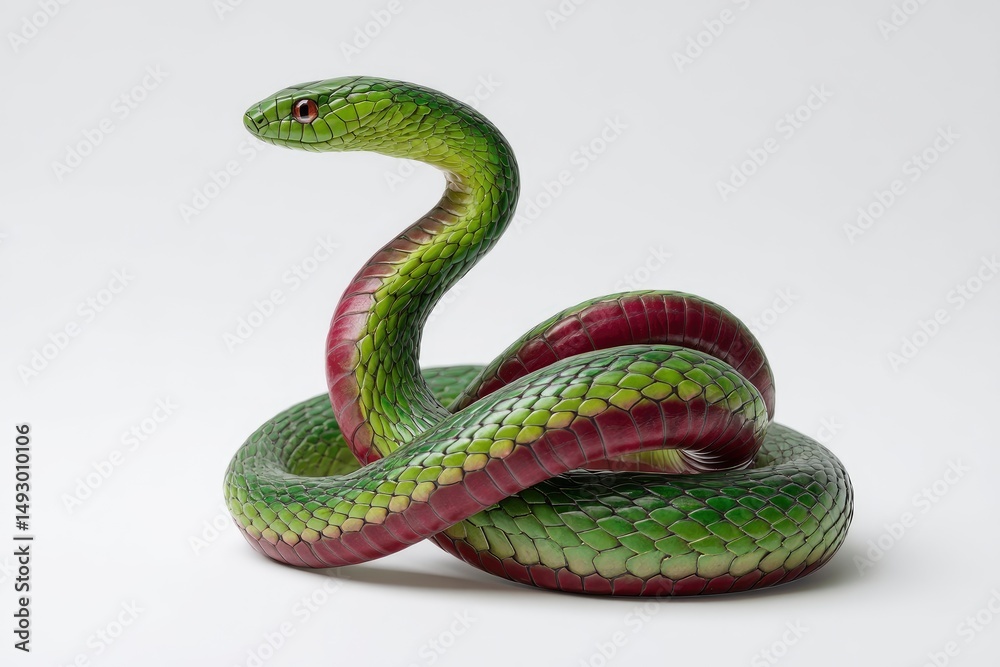 Green Snake Sculpture: Intricate Scales, Serpentine Pose, Artistic Realism Green Snake Sculpture: Intricate Scales, Serpentine Pose, Artistic Realism