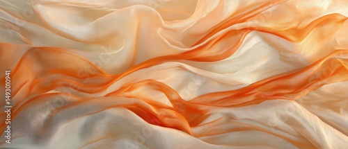 Elegant flowing fabric in soft orange and beige waves