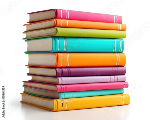 Wallpaper Mural A stack of colorful books, perfect for a student's desk or a vibrant bookshelf.  Knowledge and learning in a cheerful display! Torontodigital.ca